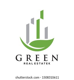 Abstract green city building logo design concept. Symbol icon of residential, apartment and city landscape