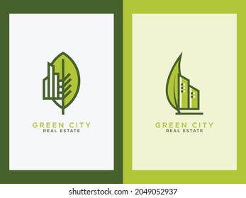 Abstract green city building logo Set design concept.