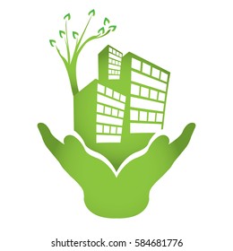 Abstract green city graphic design, Vector illustration