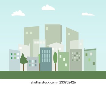 Abstract Green City Vector, Think Green Concept