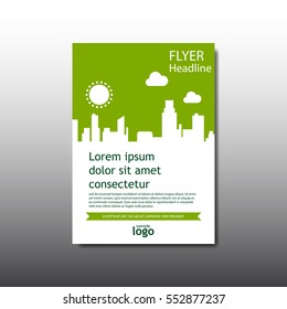 Abstract green cityscape building and environment background for poster brochure flyer design and annual report