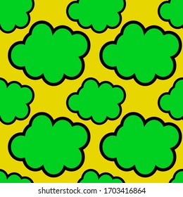 Abstract green clouds on a yellow background, seamless pattern, texture for design, vector illustration