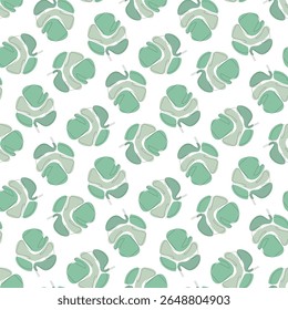 Abstract Green Clover Leaves Vector Graphic Seamless Pattern can be use for background and apparel design