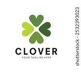 Abstract green clover logo four leaves heart shape