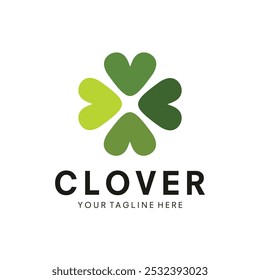 Abstract green clover logo four leaves heart shape