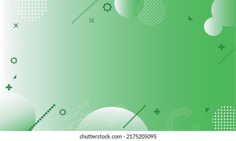 Abstract green color background. It is all detailed with spheres and several cheerful figures. Vector illustration.