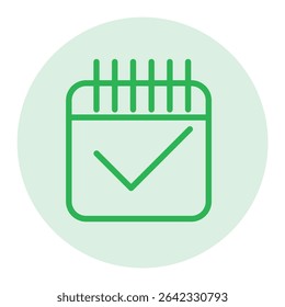 abstract green color calendar checkmark flat icon design
