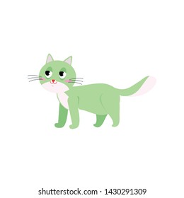Abstract green color cat is going to outdoor yard