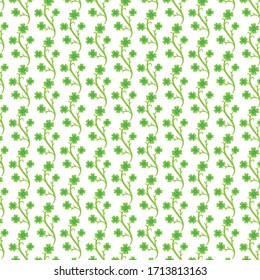 Abstract green color clover leaves floral seamless pattern vector on white background for tile, wall design.