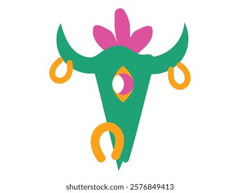 Abstract Green color deer animal head vector illustration design 