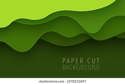 abstract green color dynamic wavy overlap layers papercut background. eps10 vector