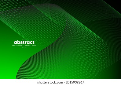 Abstract green color flowing line digital technology, smooth particle wave, big data techno design concept background wallpaper, vector eps
