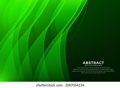 Resumen de color verde de fondo de las ondas degradadas. Plantillas verdes brillantes y elegantes composición gráfica sobre fondo oscuro. Diseño moderno y sencillo. Traje para la cubierta, afiche, volante. Ilustración del vector