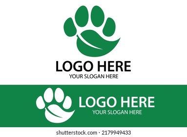 Abstract Green Color leaf paw logo design