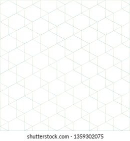 Abstract green color line triangle and hexagon on white background, vector illustration
