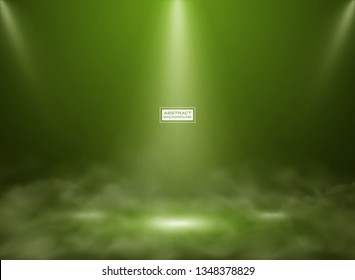 Abstract green color studio mockup background. Decorating for showing product, poster, presentation artwork with smoke. illustration vector eps10