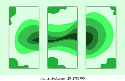 abstract green color theme 3d paper art illustration a set. Green color. Design layouts for vectors, banner presentations, flyers, posters and invitations. vector illustration Eps10.