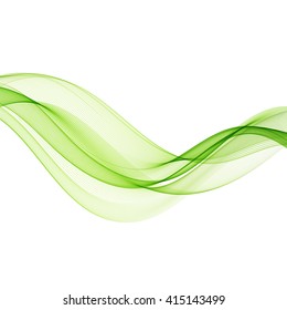 Abstract green color wave design element. Green wave