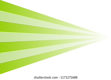 Abstract green colored stripes in perspective view on white background. Vector illustration, EPS10. Use as background, backdrop, wallpaper, image montage in graphic design, book cover, etc.