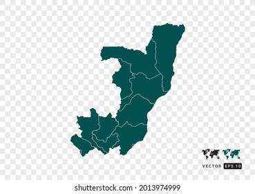 Abstract green Congo map. Design vector transparent background.