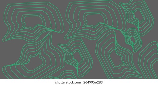 Linhas de contorno verde abstrato em um fundo escuro, lembrando padrões topográficos ou de mapas de elevação.