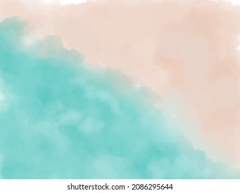 Abstract green and Coral watercolor background, Brushed Painted, used for decorating banner and design template, Vector Illustration.