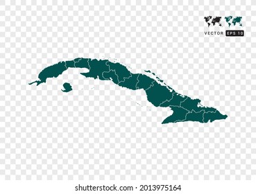 Resumen del mapa verde de Cuba. Diseño de fondo transparente vectorial.