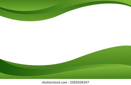 Abstract green curve background with wave shapes. Modern dynamic wallpaper. Design for banners, templates, posters, business cards, sales, ads, events, websites and pages