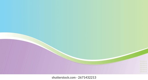 Abstract green curve waves background isolated on white and is the edge of the picture, Panoramic banner background with copy space. Colorful Gradient curve Background.