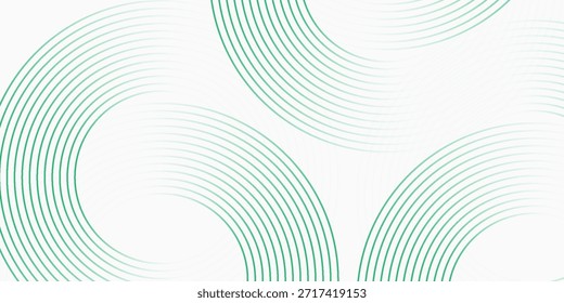 Abstract Green Curved Line Pattern on White Background with Minimal Modern Style. Futuristic Technology Concept