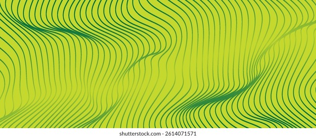 Abstract green curved lines background. Swirl curve lines. Spiral pattern. Minimal design. Modern futuristic graphic. Suit for brochure, banner, business, presentation, flyer, web, backdrop, 