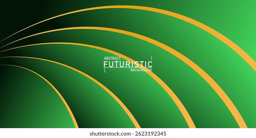 Abstract green curved pattern background. Simple gold curved line liquid banner background. Vector Eps10