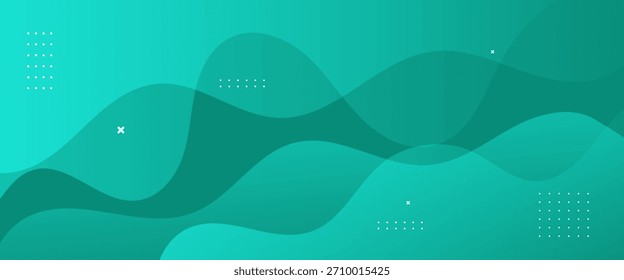 Abstractas fondo de gradiente cian verde con Formas de onda suave.