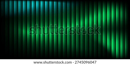 Abstract Green and Cyan Neon Vertical Stripes Background. Futuristic Digital Light Effect with Glowing Motion Blur and Dark Gradient.