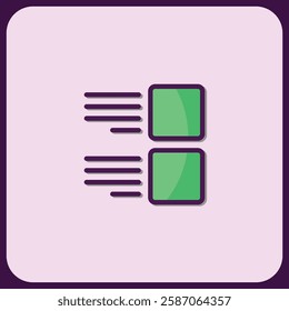Abstract Green Data Blocks with Side Menu Icon