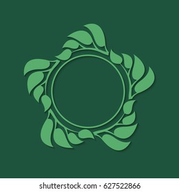Abstract green deciduous frame. Frame from branches with leaves. Deciduous element.