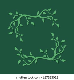 Abstract green deciduous frame. Decorative deciduous element.