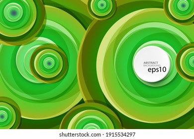 Abstract green decorative circles vector background, design element. Brochure template, poster