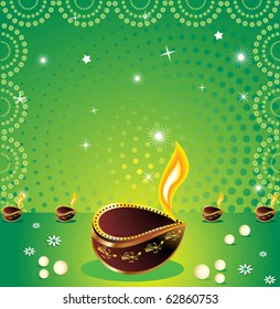 abstract green deepawli background with deepak