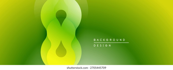 El diseño verde Abstractas presenta Formas en capas que se asemejan al símbolo del infinito. El fondo degradado crea un flujo visual suave. Estética minimalista.
