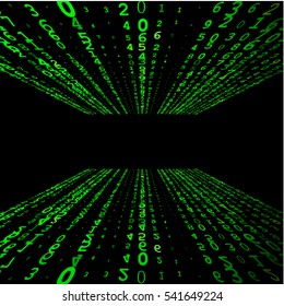Abstract green design made of numbers.Digital perspective background.