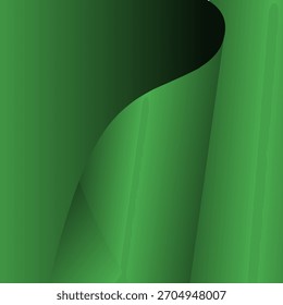 Abstract green design resembling folded paper with subtle shadows and smooth gradients. Suitable for modern graphics, eco branding, posters, and creative digital layouts.
