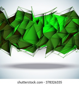 Abstract green digital background with dots and lines. Vector illustration.