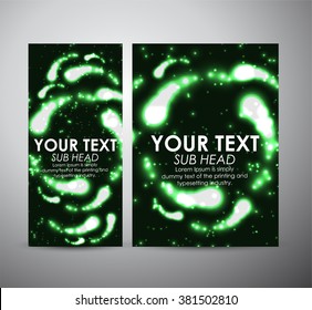 Abstract green digital flare frame. Brochure business design template or roll up. 