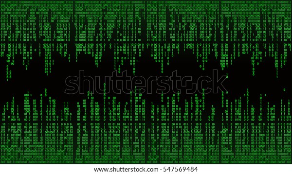 Abstract Green Digital Lines Binary Code Stock Vector
