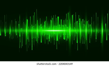 Abstract Green Digital Sound Wave Design. Modern Digital Equalizer. Vector Illustration.