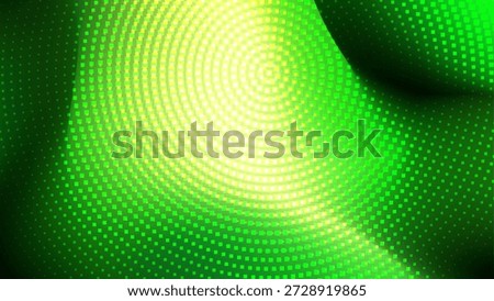 Abstract green digital wave with glowing geometric halftone pattern. Modern tech background for AI, data flow, ecology technology, finance or innovation concepts.