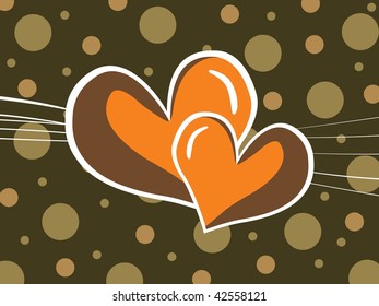 abstract green dots background with set of romantic heart