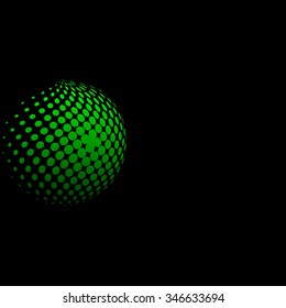 Abstract green dots background for your text and logo. Black background 