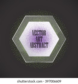 Abstract green Dots on black background in hexagon frame.